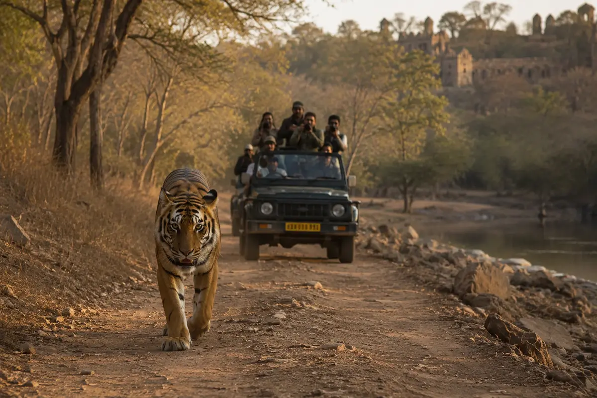 Bengal tiger during a wildlife safari in Ranthambore National Park Rajasthan